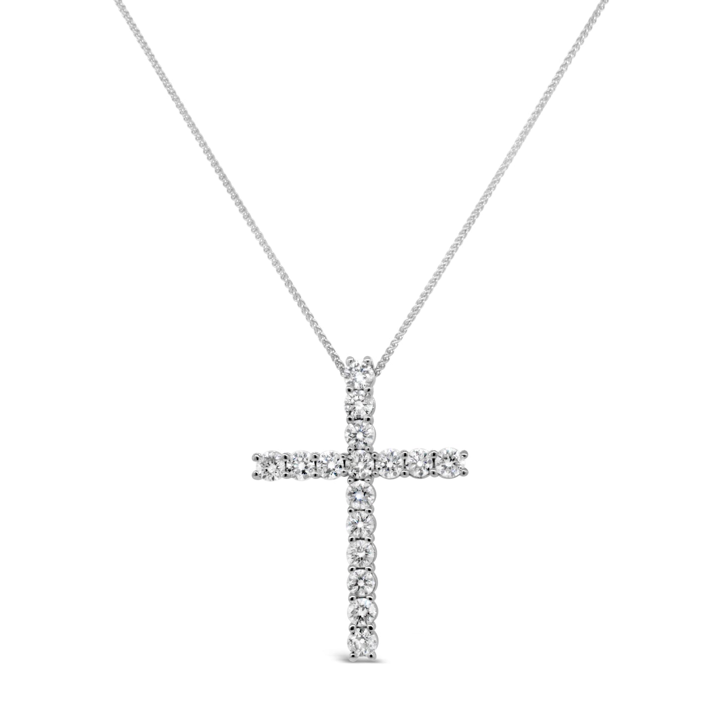 14kt White Gold Diamond Cross Necklace