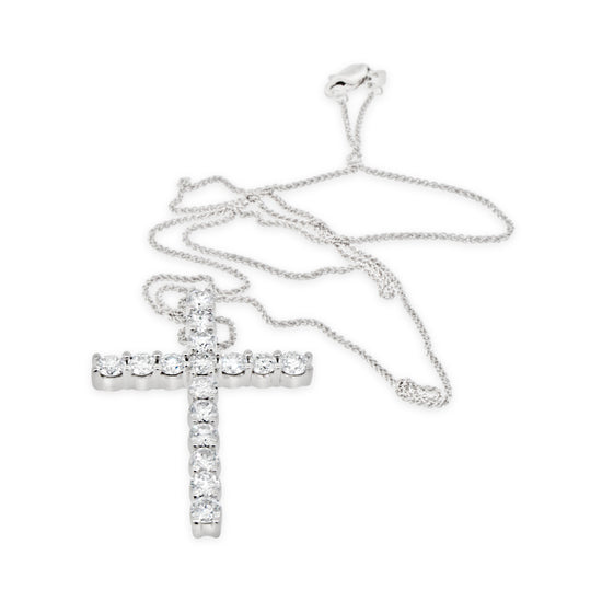 14kt White Gold Diamond Cross Necklace