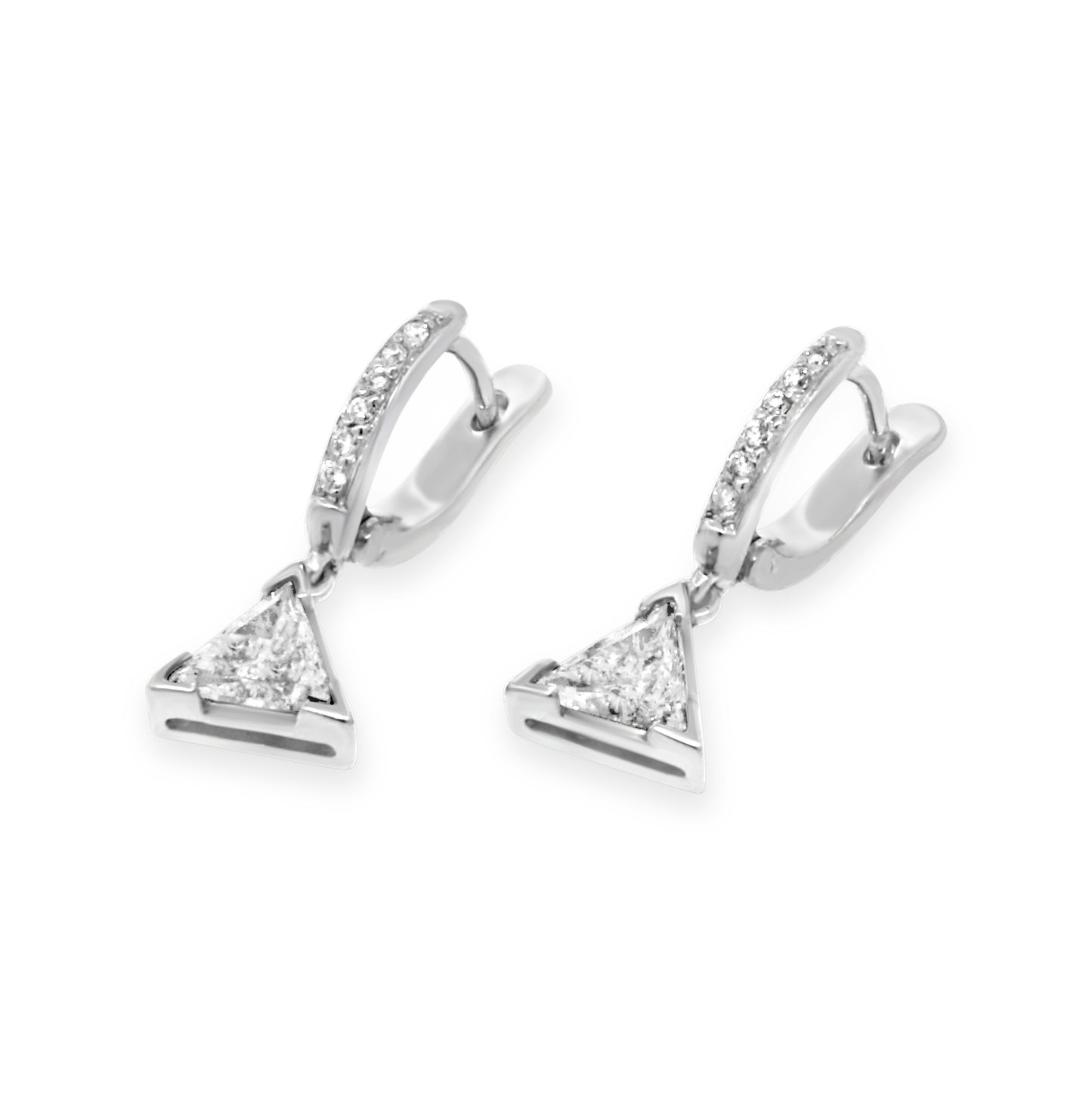 Platinum Trillion Diamond Dangle Earrings