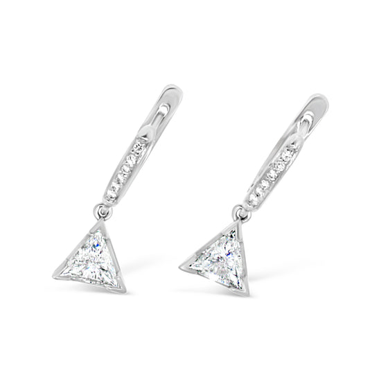 Platinum Trillion Diamond Dangle Earrings