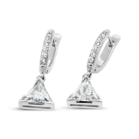 Platinum Trillion Diamond Dangle Earrings