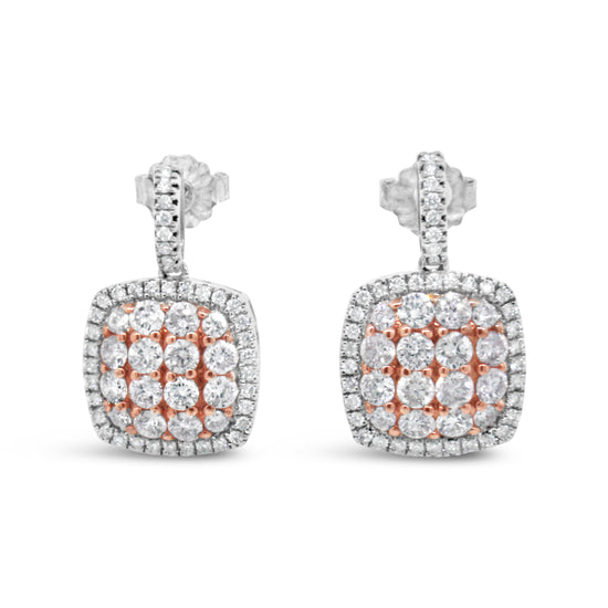 18kt Two-tone Gold Diamond Cluster Earrings