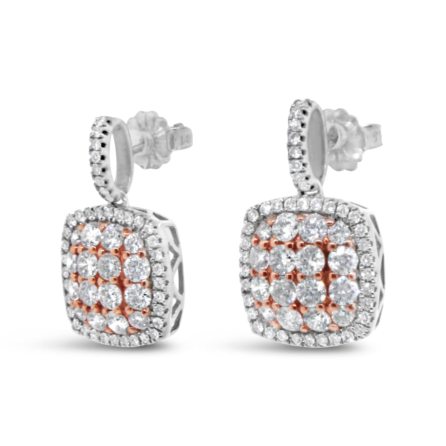 18kt Two-tone Gold Diamond Cluster Earrings