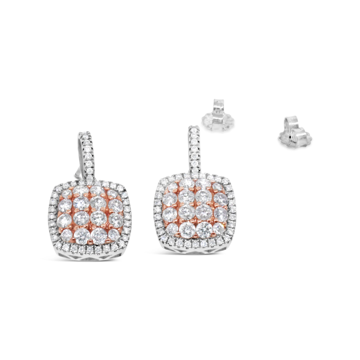 18kt Two-tone Gold Diamond Cluster Earrings