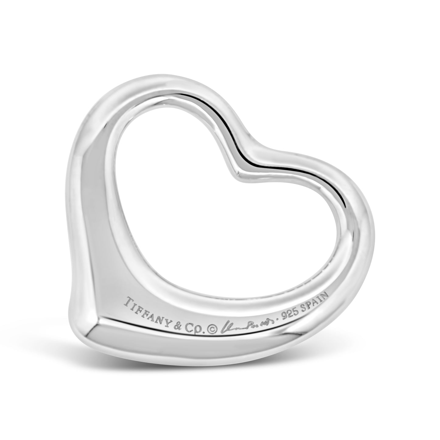 Tiffany and Co. Fine Silver Elsa Peretti Open Heart Pendant - No Chain