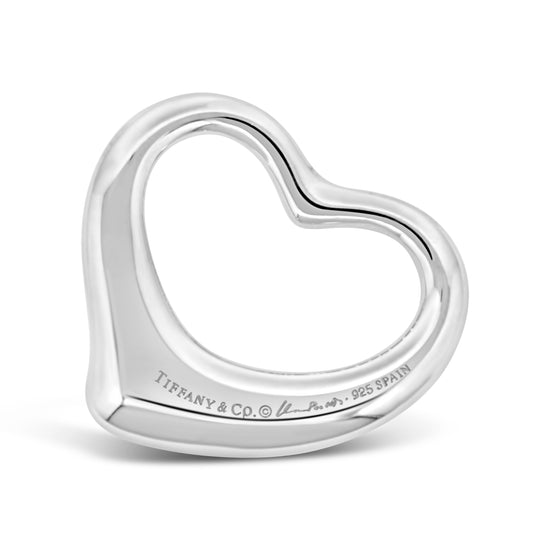 Tiffany and Co. Fine Silver Elsa Peretti Open Heart Pendant - No Chain