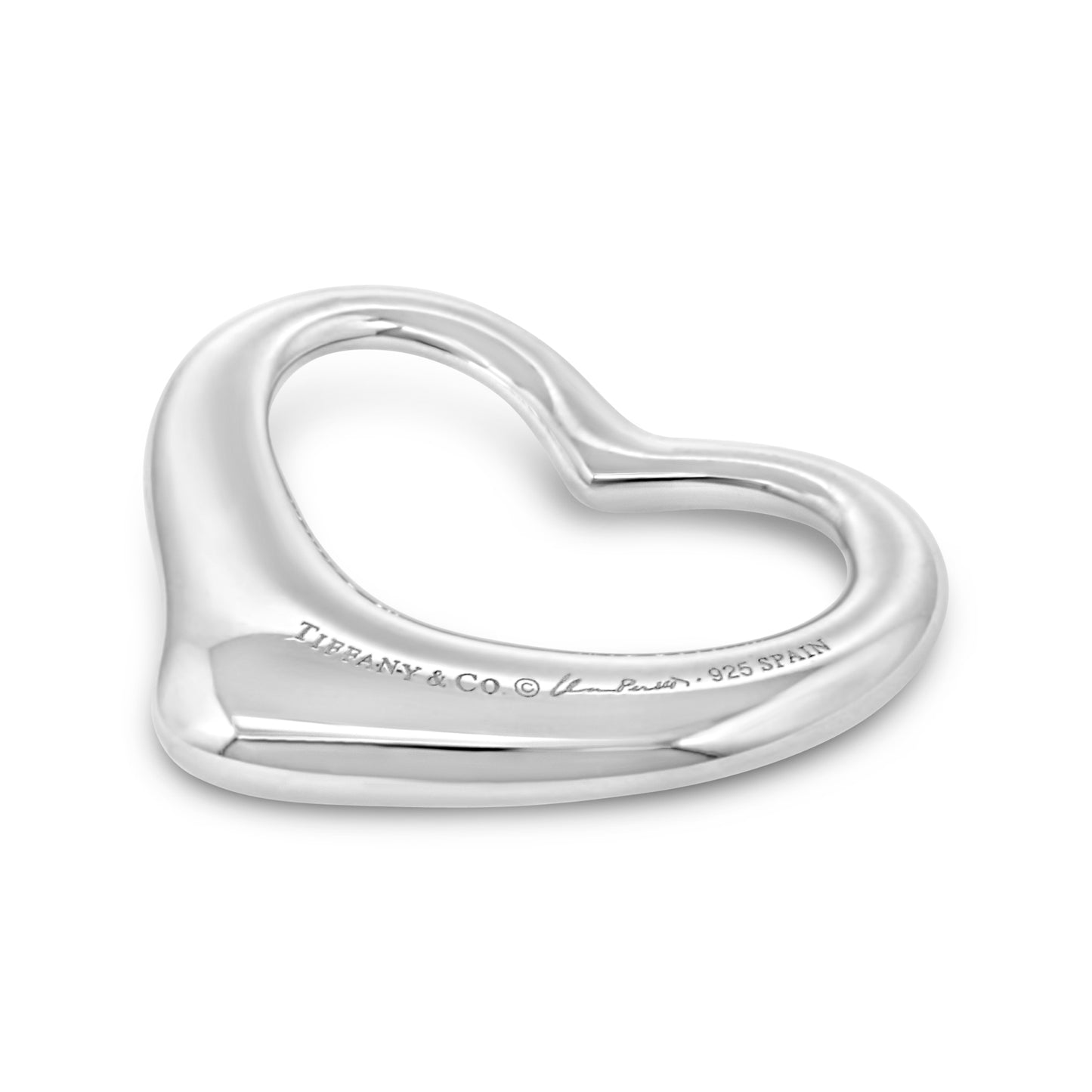 Tiffany and Co. Fine Silver Elsa Peretti Open Heart Pendant - No Chain