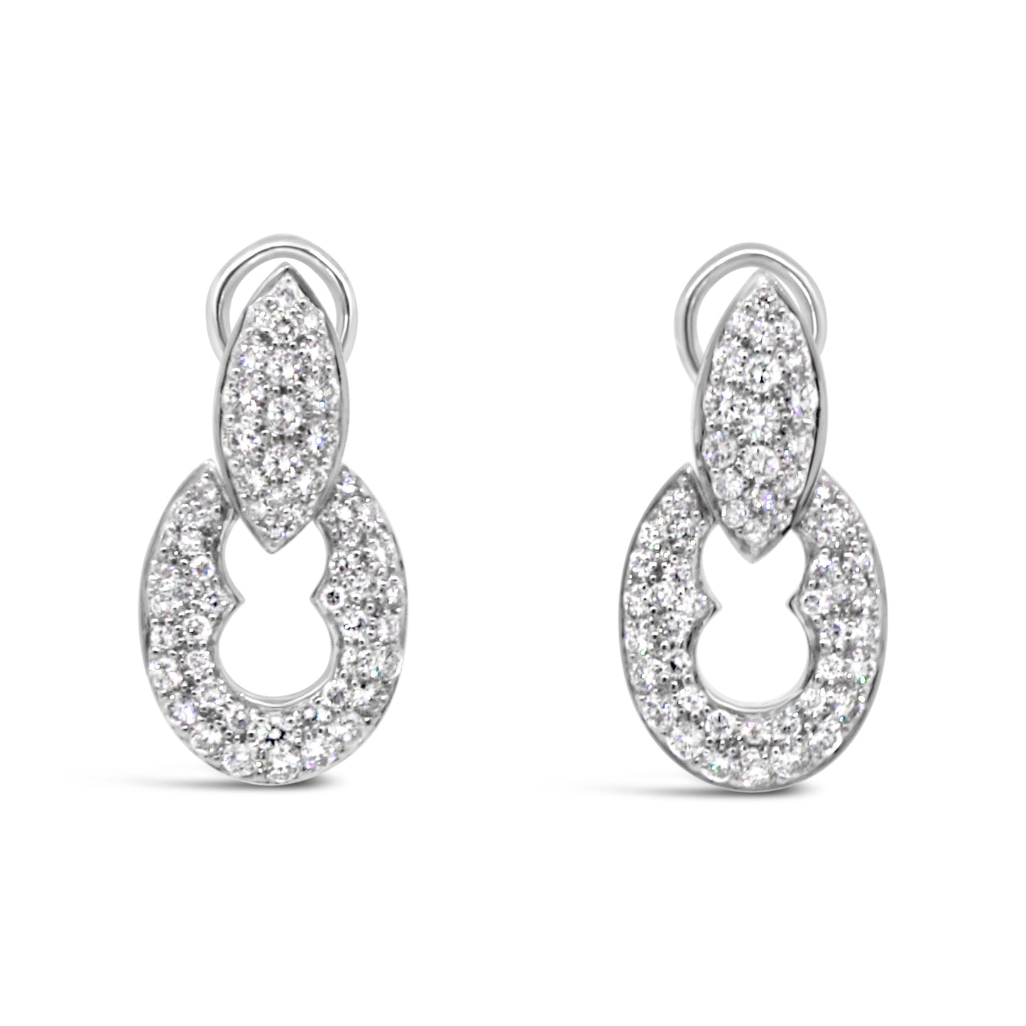 14kt White Gold Door Knocker Diamond  Earrings