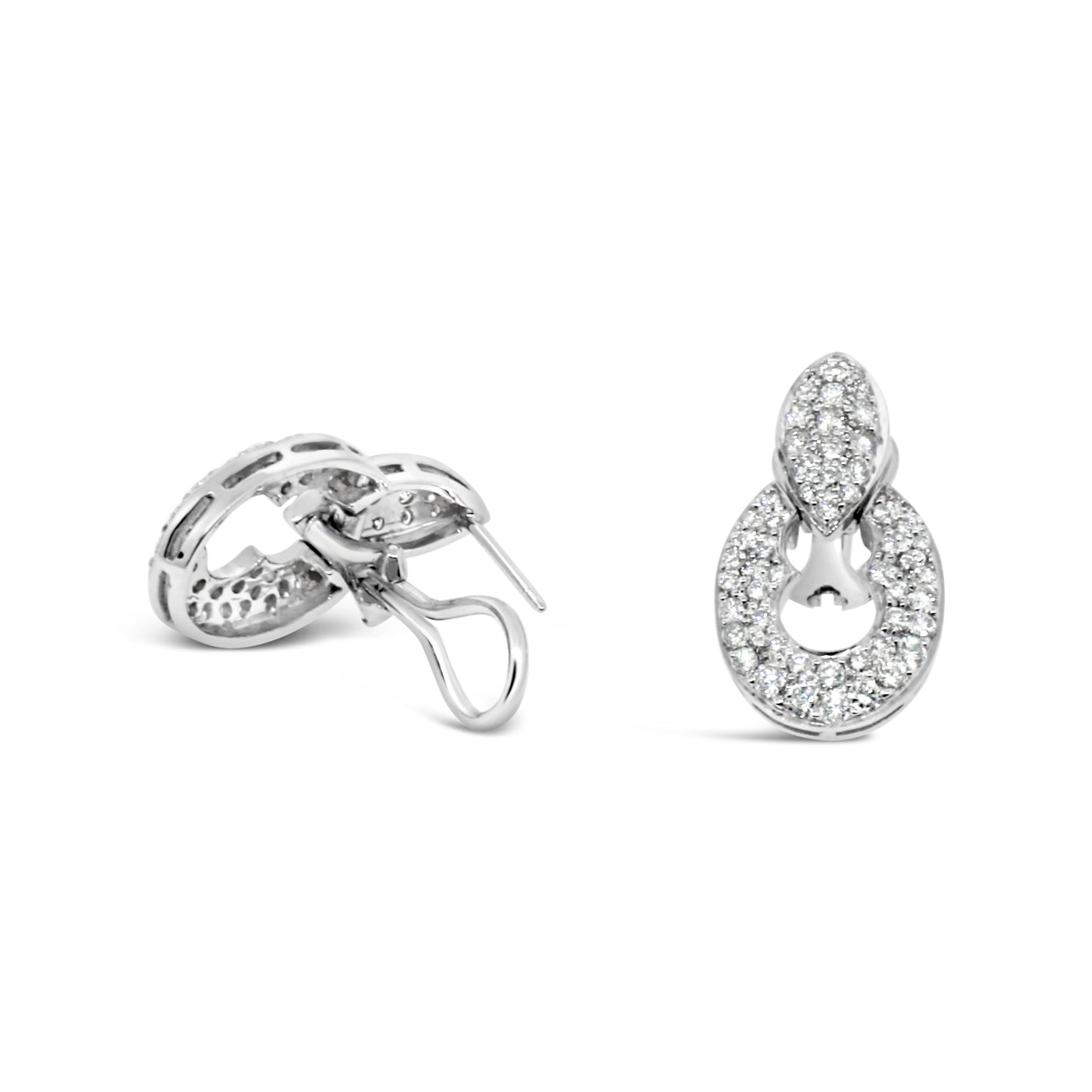 14kt White Gold Door Knocker Diamond  Earrings
