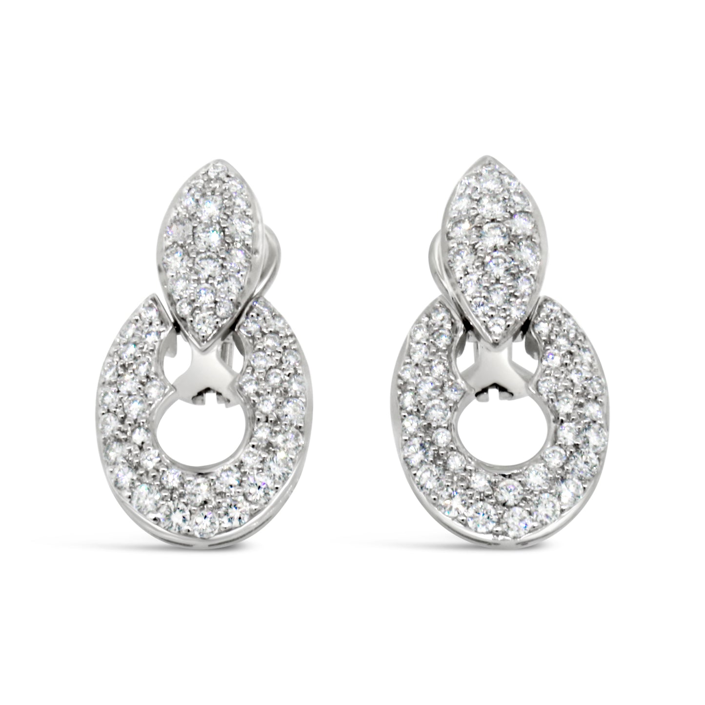 14kt White Gold Door Knocker Diamond  Earrings