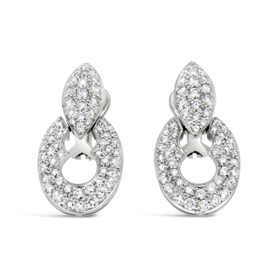 14kt White Gold Door Knocker Diamond  Earrings