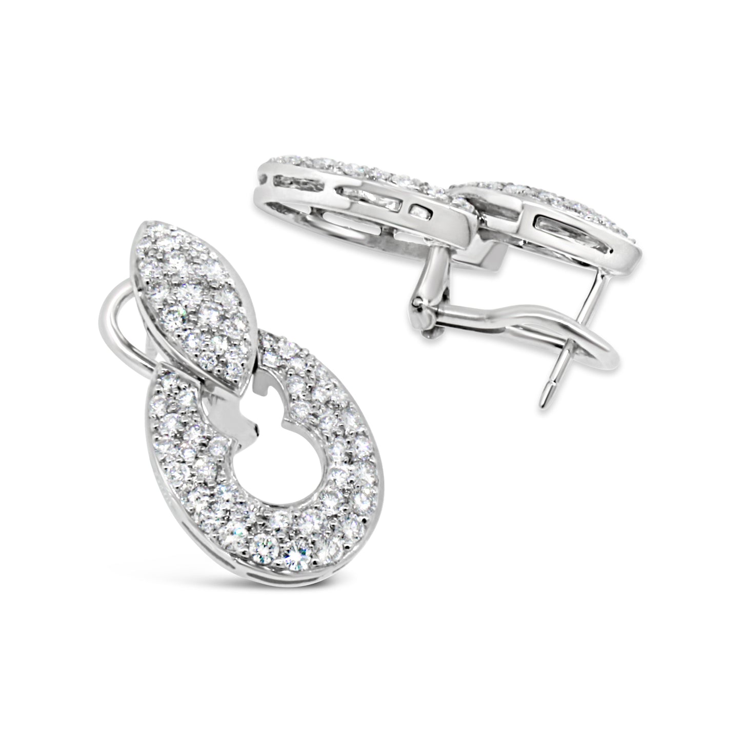 14kt White Gold Door Knocker Diamond  Earrings