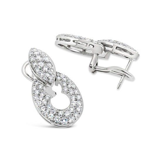 14kt White Gold Door Knocker Diamond  Earrings