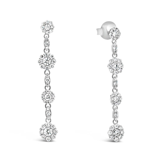 14kt White Gold Dangle Diamond Earrings