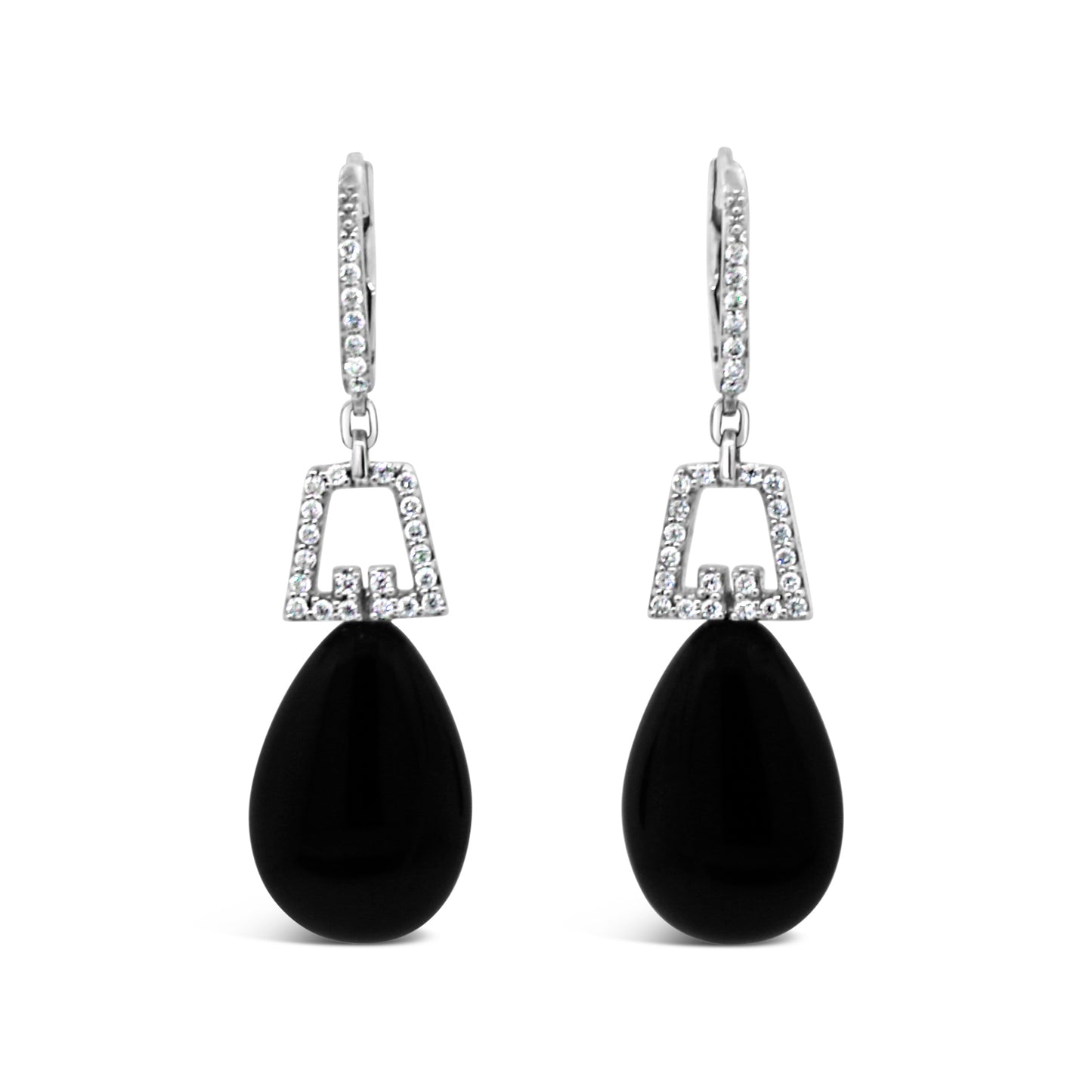 Art Deco Style Onyx and Diamond Dangle Earrings