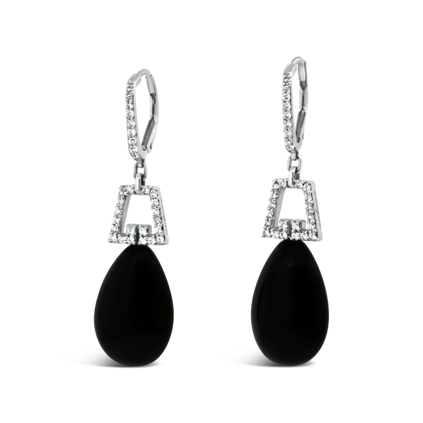 Art Deco Style Onyx and Diamond Dangle Earrings