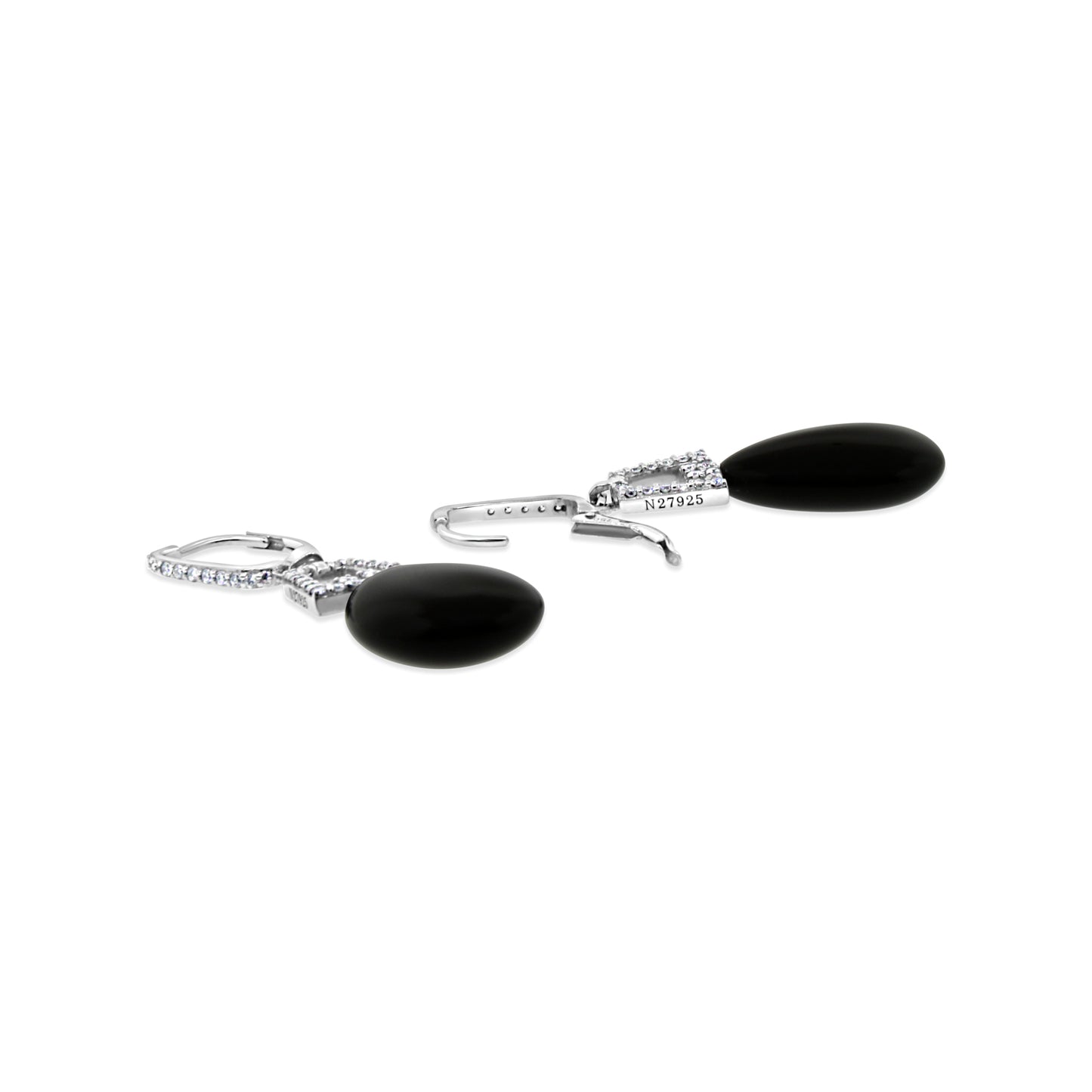 Art Deco Style Onyx and Diamond Dangle Earrings