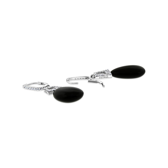 Art Deco Style Onyx and Diamond Dangle Earrings