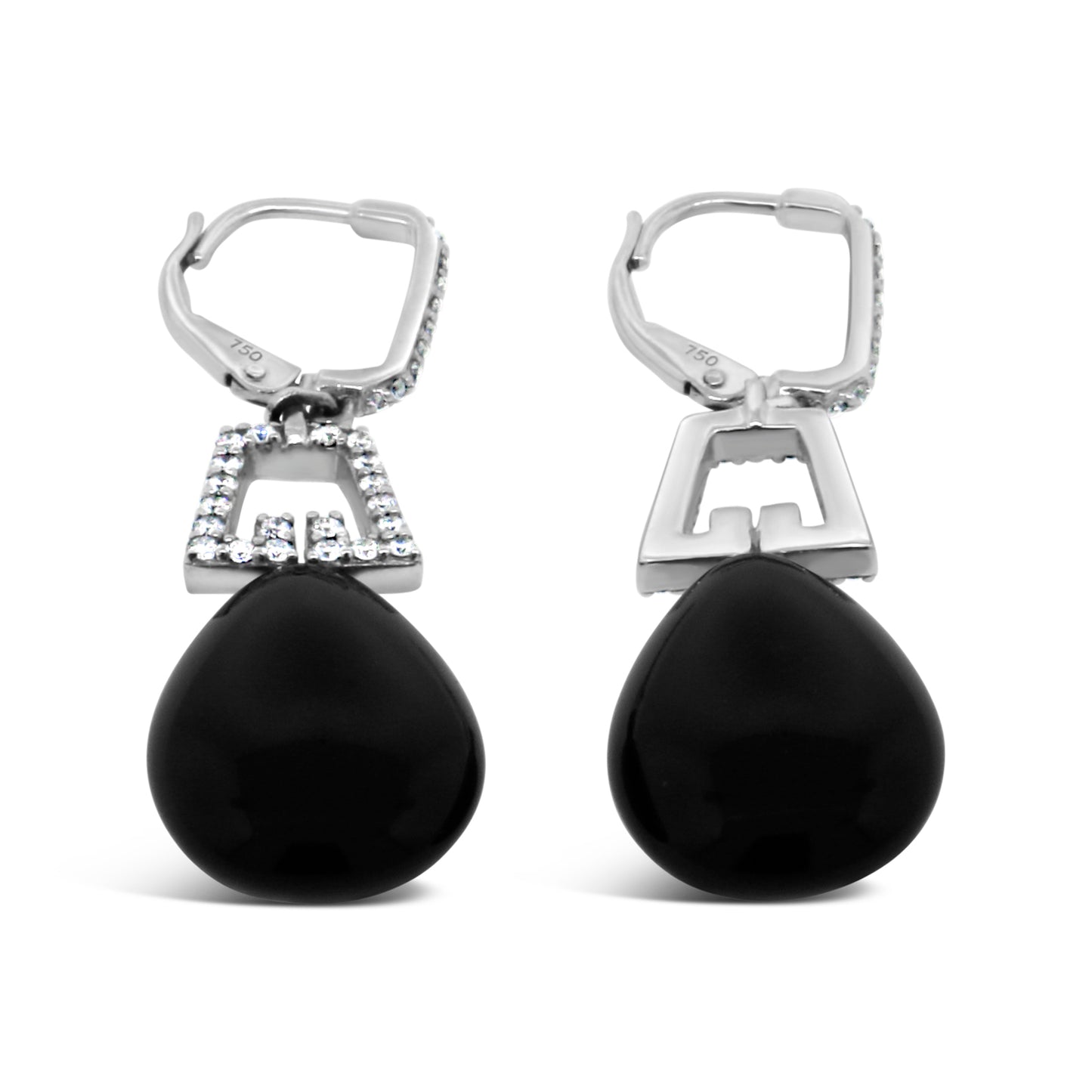 Art Deco Style Onyx and Diamond Dangle Earrings