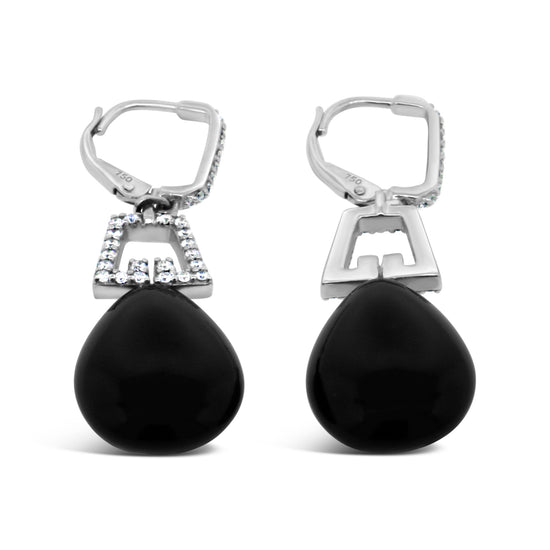 Art Deco Style Onyx and Diamond Dangle Earrings