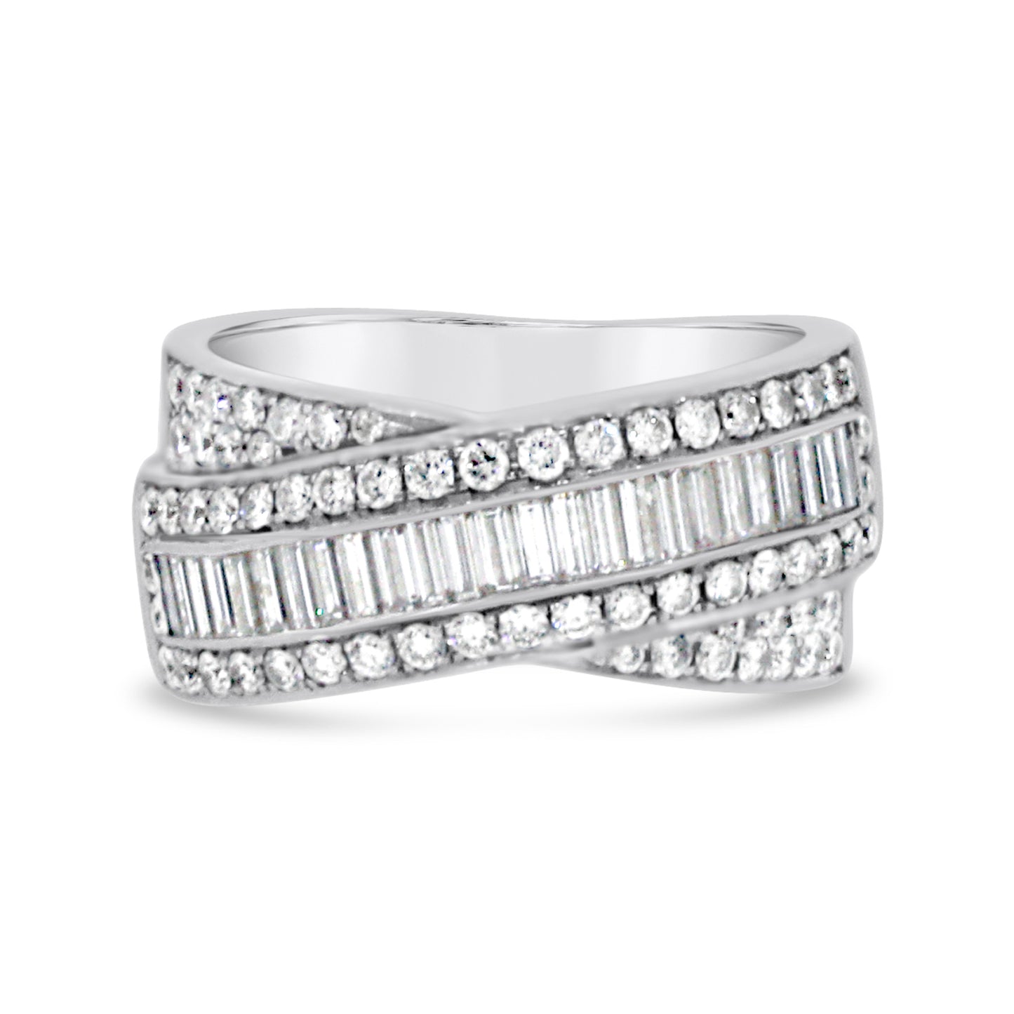 18kt White Gold Baguette and Round Diamond Band by Diva