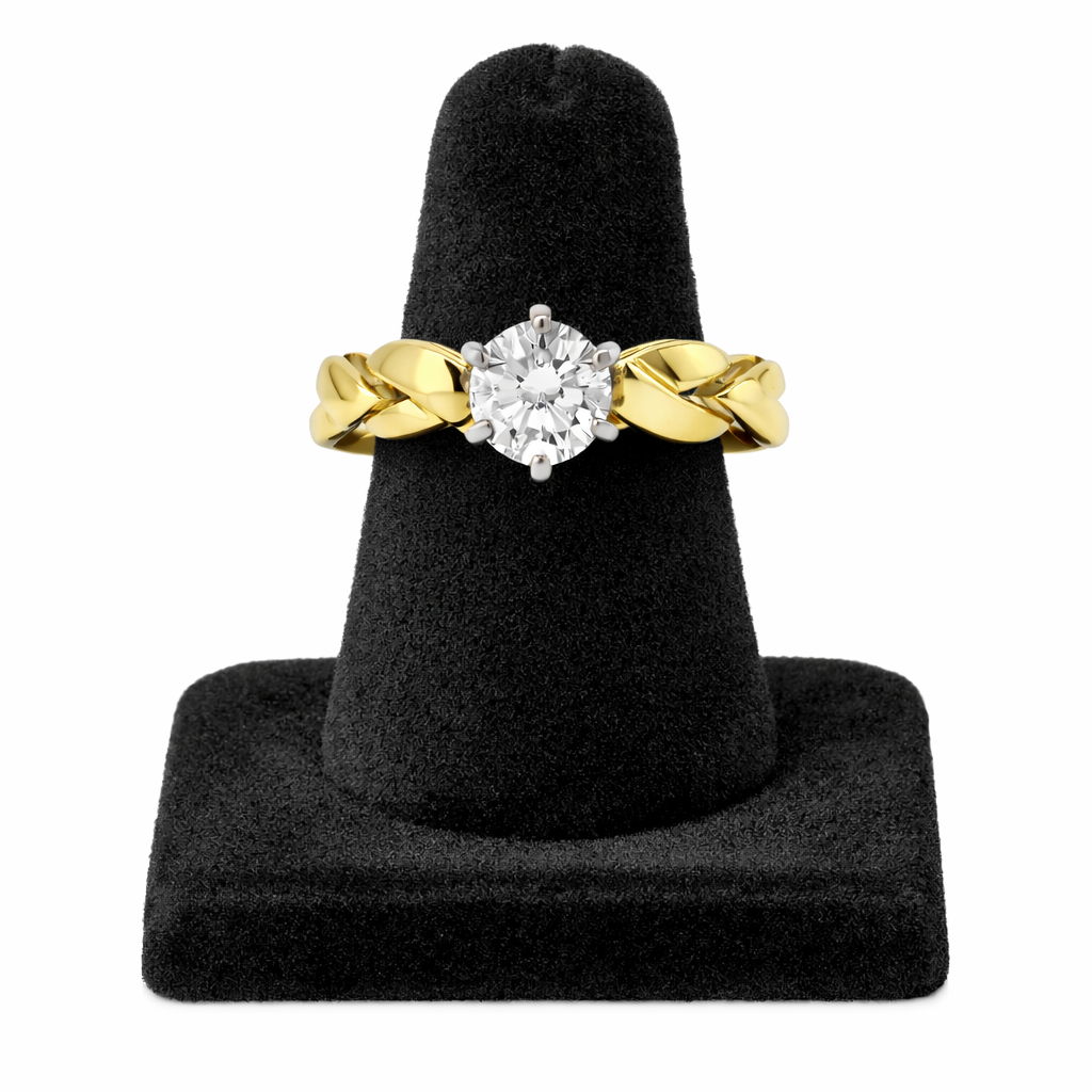 Retro Style Diamond 18k Gold Engagement Ring