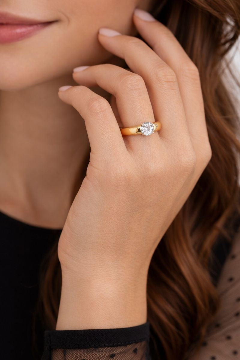 GIA Certified 0.76 Round Brilliant Cut Diamond Tapered Ring by Niessing