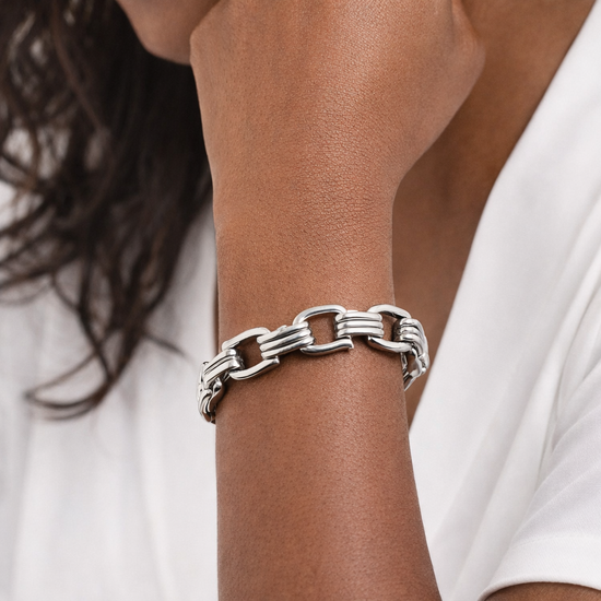 Sterling Silver Link Toggle Bracelet – FabOn5th.com