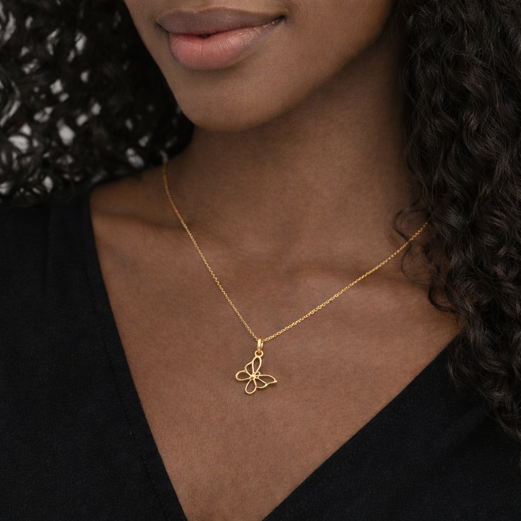 Tiffany & Co. 18k Yellow Gold Butterfly Pendant Necklace