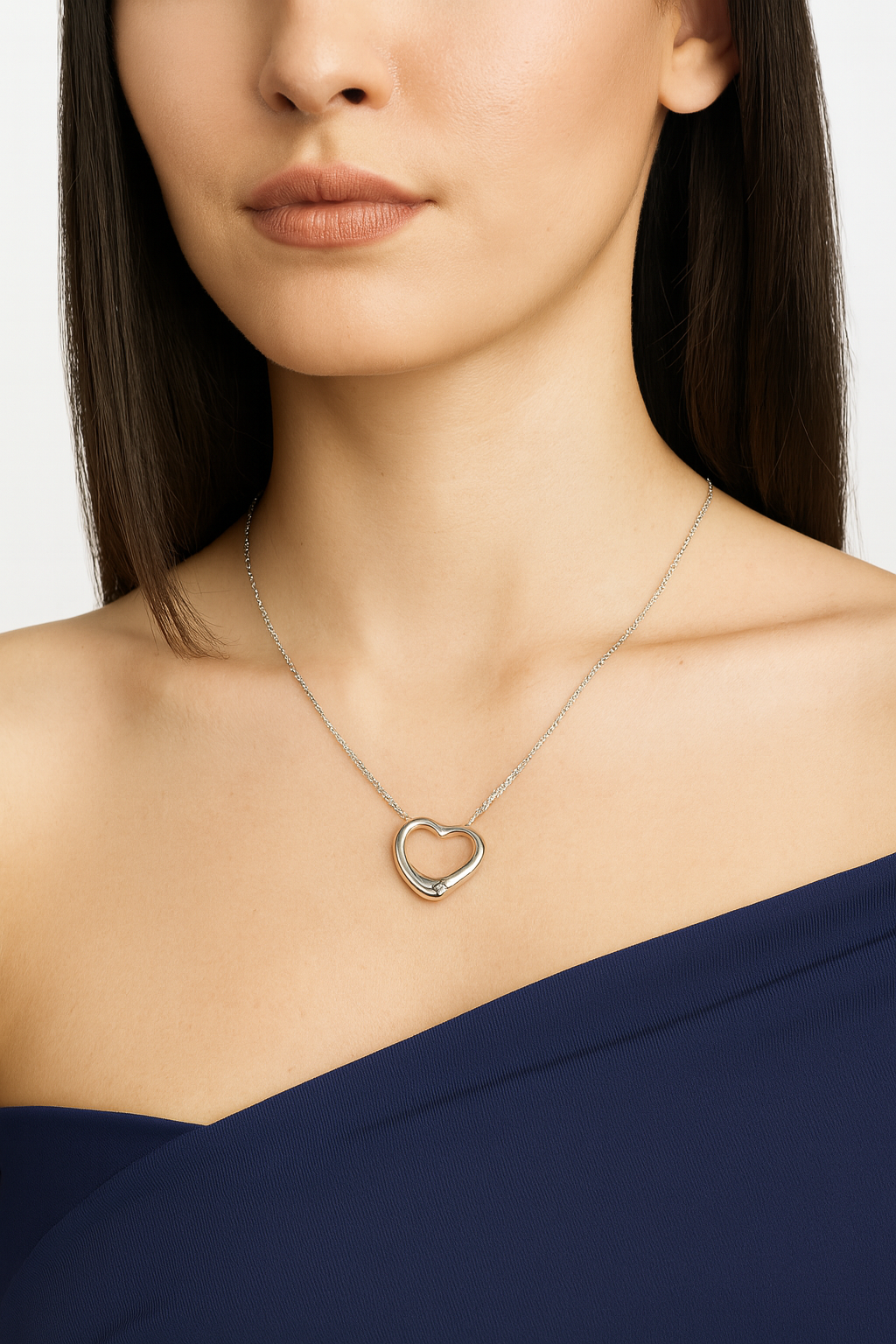 Tiffany and Co. Fine Silver Elsa Peretti Open Heart Pendant - No Chain