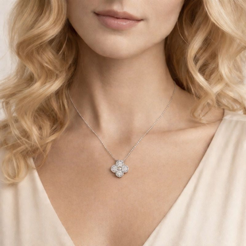 Van Cleef and Arpels Vintage Alhambra White Gold Diamond Necklace