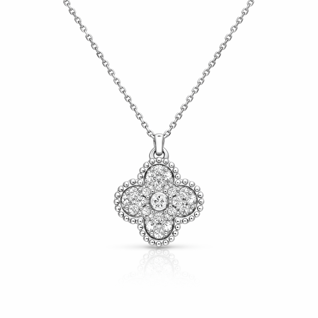 Van Cleef and Arpels Vintage Alhambra White Gold Diamond Necklace