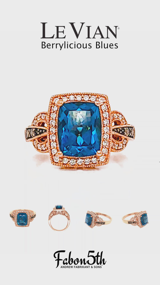 Load and play video in Gallery viewer, LeVian Berrylicious Blues Topaz Ring in 14k Rose Gold
