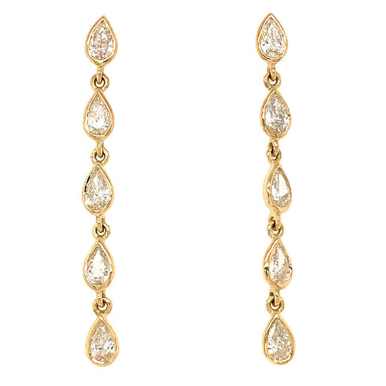 Pear Shaped Diamond Drop Earrings set in 18k Gold