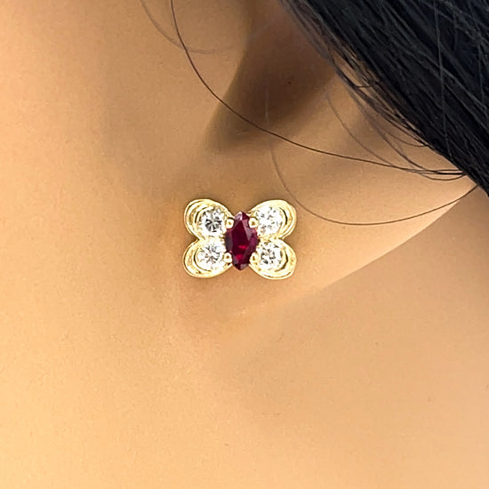 Van Cleef and Arpels Ruby and Diamond Butterfly Earrings –