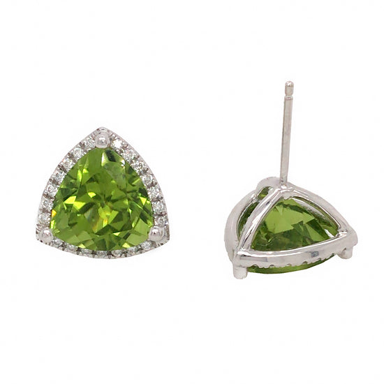18k White Gold Peridot and Diamond Studs Earrings