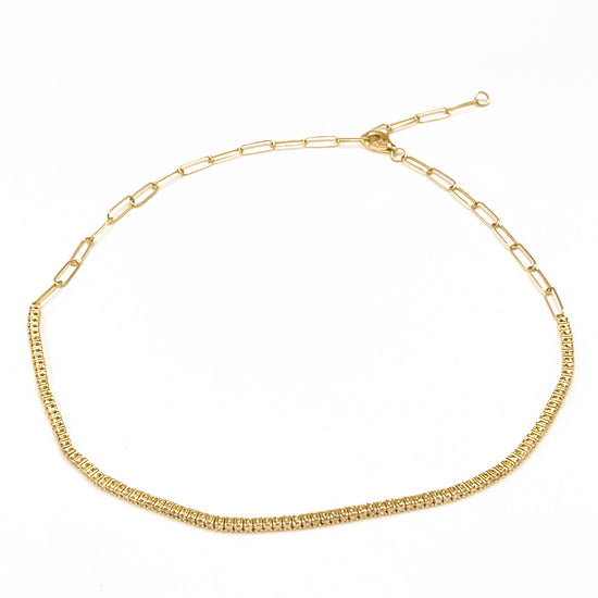Load image into Gallery viewer, 18 kt Yellow Gold Chain Link Diamond Adjustable Choker Necklace
