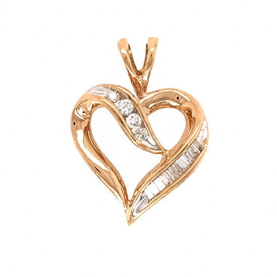 10k Yellow Gold Heart Diamond Pendant