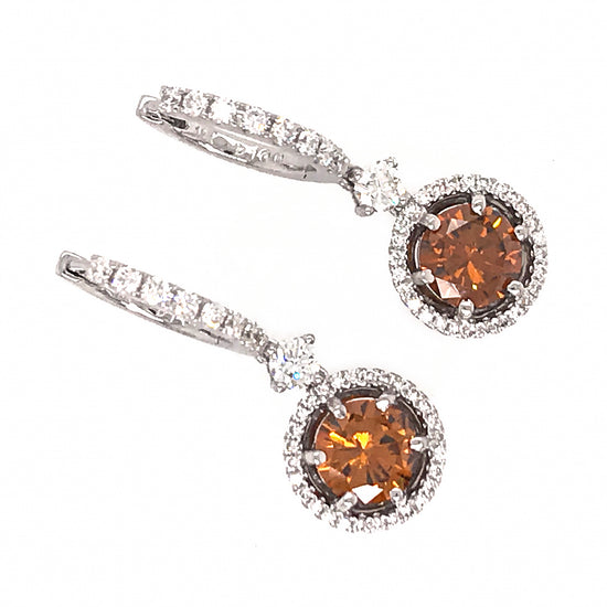 GIA Certified Colored Diamond Drop Earrings