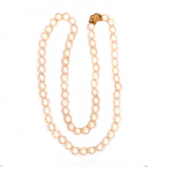 Tiffany and Co. Akoya Pearls with 18k Yellow Gold X Clasp Necklace