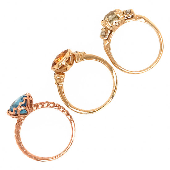 Load image into Gallery viewer, 14k Yellow Gold 3 Set Topaz Ring

