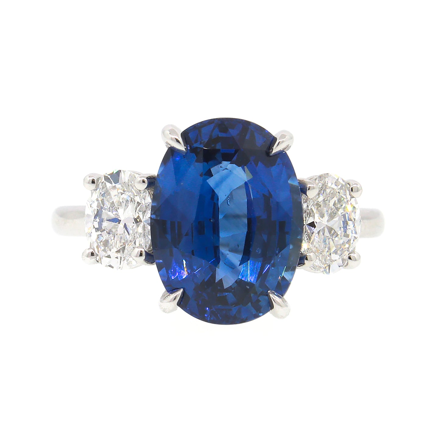 GIA Certified Oval Sapphire and Diamond Engagement Ring