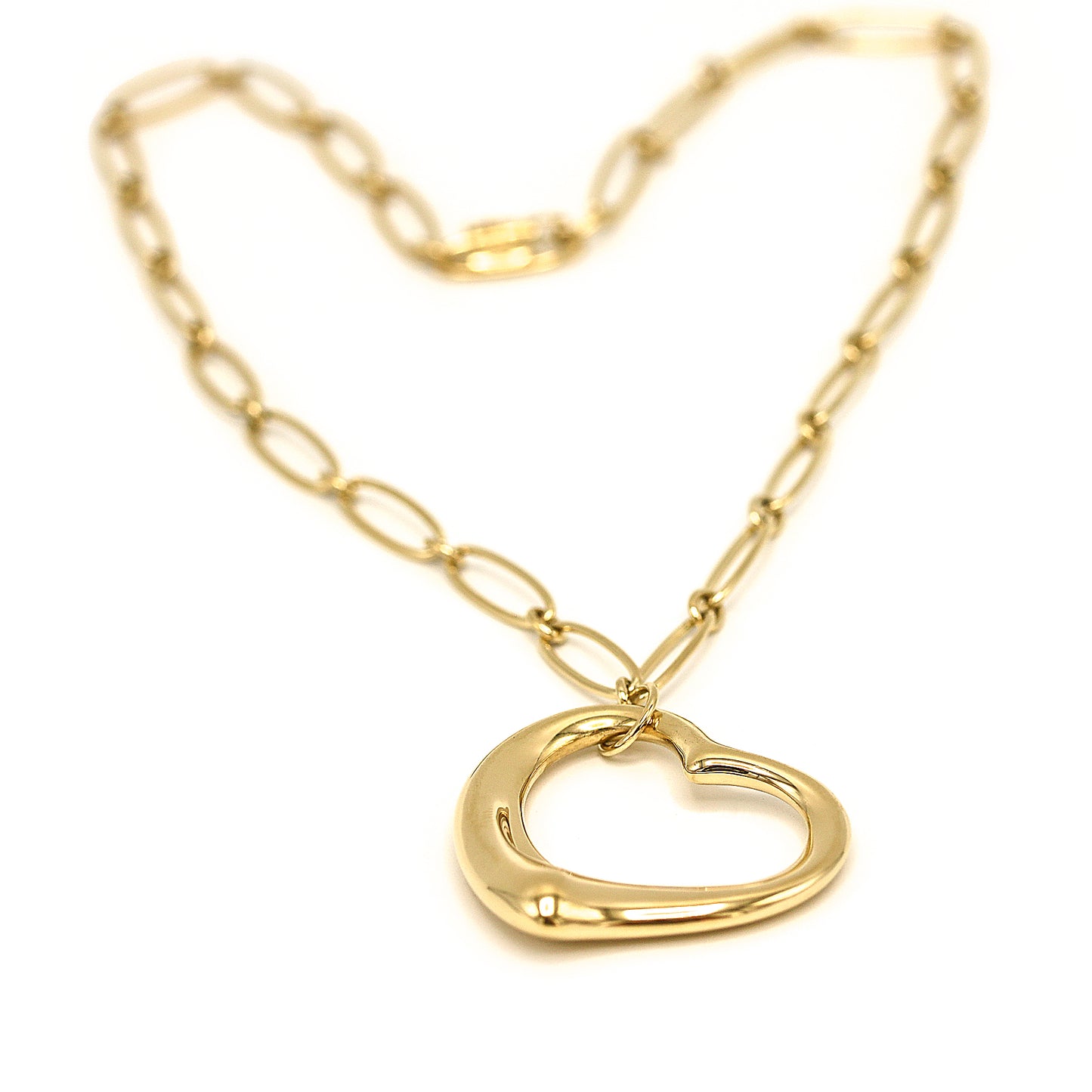 Load image into Gallery viewer, Tiffany and Co. Elsa Peretti Open Heart Pendant with Link Chain Necklace
