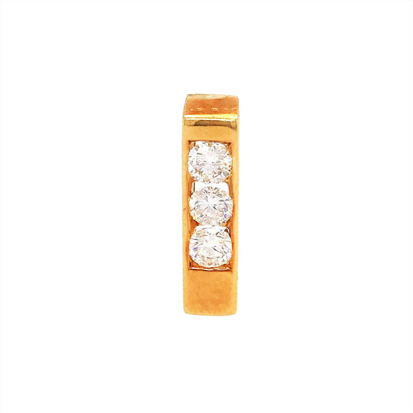 18k Yellow Gold Rectangle 3 Stone Diamond Pendant