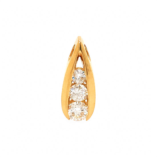 18k Yellow Gold 3 Stone Diamond Pendant