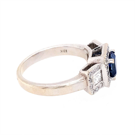 Load image into Gallery viewer, Estate 18k White Gold Sapphire and Diamond Cluster Ring
