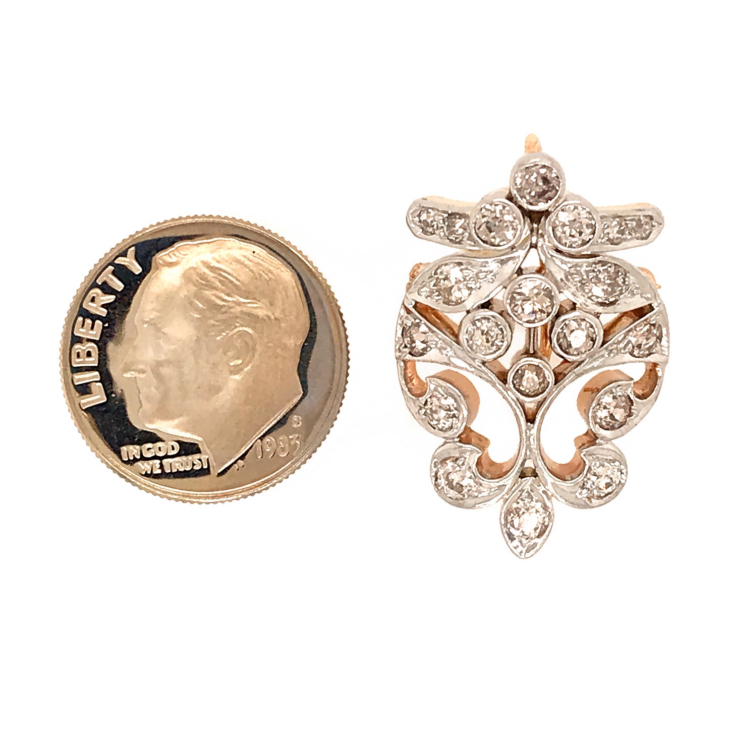 Antique Gold and Platinum Diamond Pin Pendant