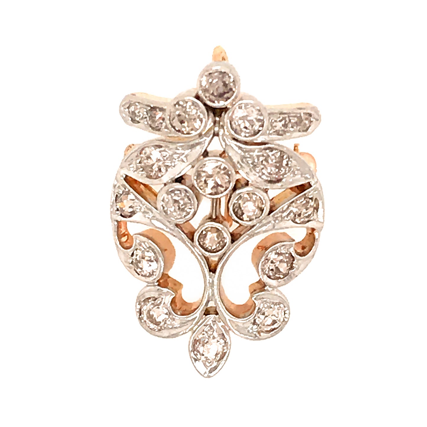 Antique Gold and Platinum Diamond Pin Pendant