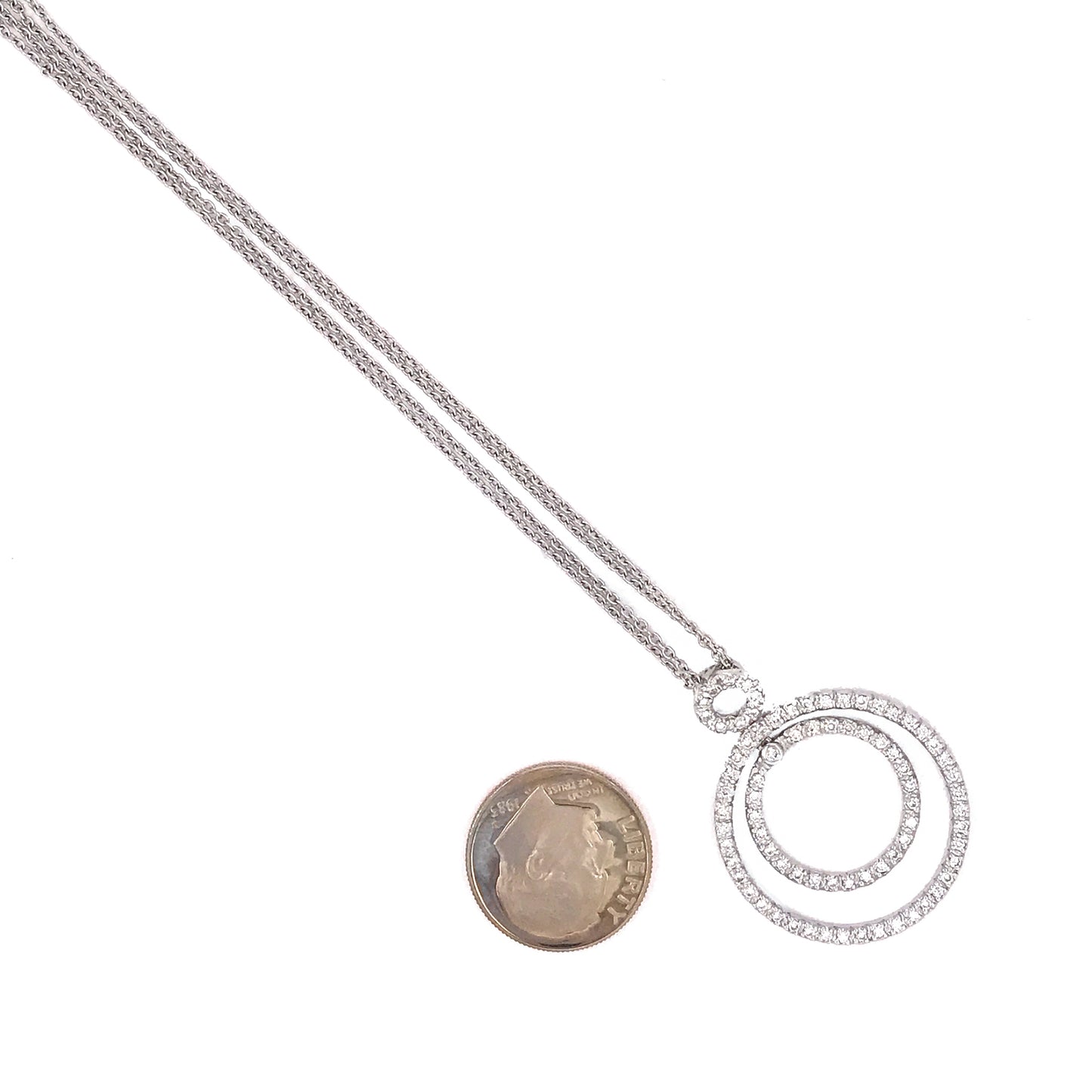 Load image into Gallery viewer, 18k White Gold  Diamond Circle of Life Double Chain Necklace
