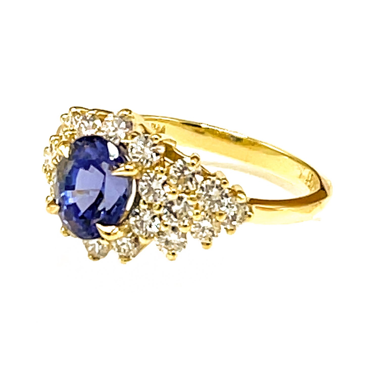 Load image into Gallery viewer, Estate 18 kt Yellow Gold Tanzanite and Diamond Ring
